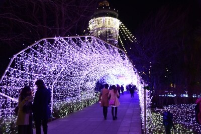 7万個のスワロフスキー・クリスタルを使用した光のアーチ【湘南シャンデリア】(2017年12月15日撮影)